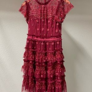 NEEDLE & THREAD andromeda dress size 4 in red